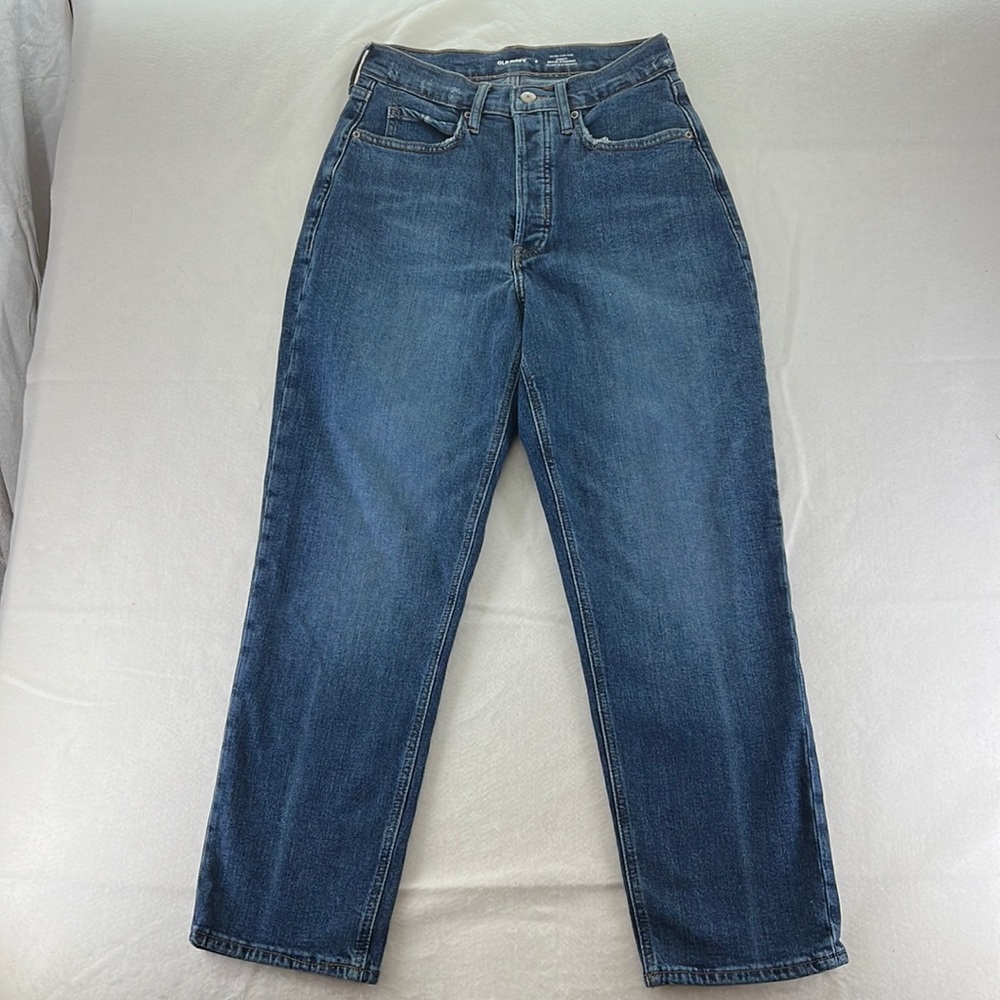 Old Navy Curvy Sky-Hi Extra High Rise Straight Leg Ankle Jeans Womens 8